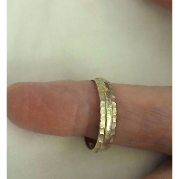 Sterling Silver Band Ring Size 8 – Hammered Textured Stackable Minimalist Unisex - Picture 1 of 3